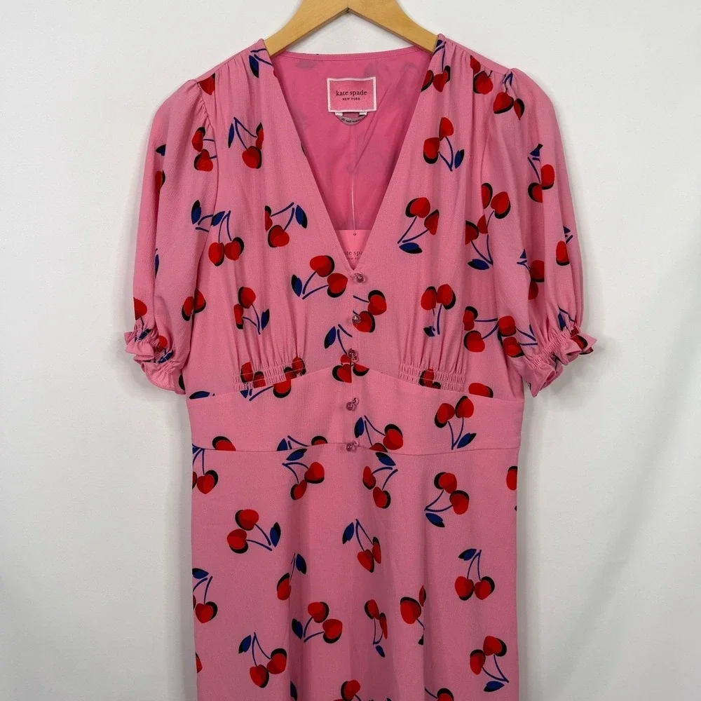 Kate Spade New York Cherry‎ Toss Dress Rosy Carnation Pink Size 10 NWT